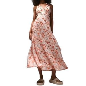Topshop Eyelet Jersey V Neck Midi Dress Floral Summer Cut Out Vacation Travel